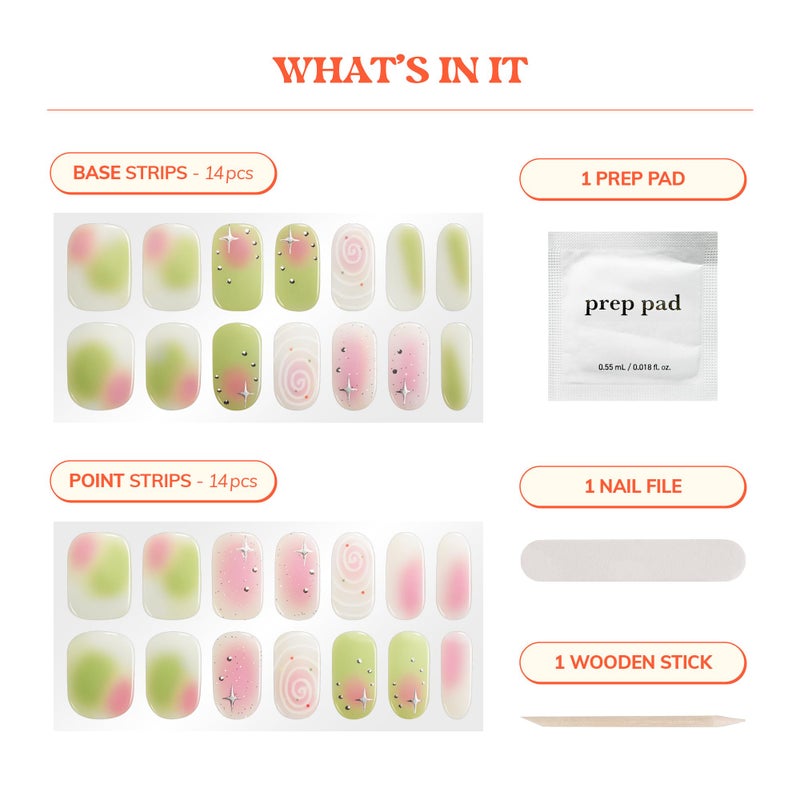 Heyhae Semi Cured Gel Nail Strips | No LED Lamp Needed | Fall, Glam, Pink | Easy Apply & Remove, Salon Quality | Includes 28 Strips, 1 Prep Pads, Nail File & Wooden stick - Hey, Sweetheart Latte - Image 3